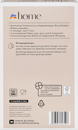 Trinkhalme aus Glas, gedreht, mehrfarbig dm home