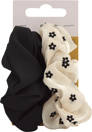 Gumičky do vlasov Scrunch - čierna a krémová s-he stylecollection