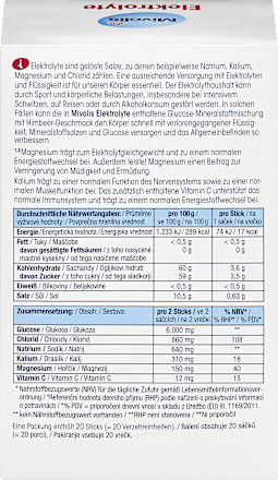 Elektrolitok étrend-kiegészítő, málna ízesítéssel Mivolis