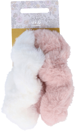 Scrunchie-Set rosa und weiß mit Fell SHE