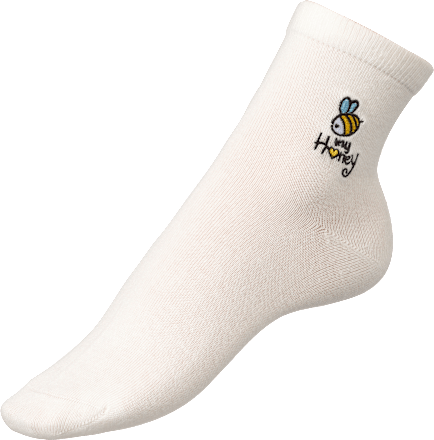 Socken mit Bienen-Stickerei weiß Gr. 35-38 Fascino