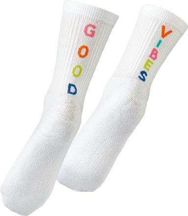 Crew Socken "Good Vibes" weiß Gr. 35-38 Fascino