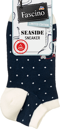 Sneakersocken mit Punkten und maritinem Motiv blau Gr. 35-38 Fascino