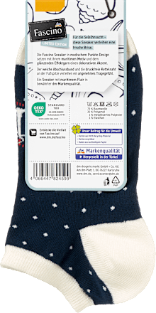 Sneakersocken mit Punkten und maritinem Motiv blau Gr. 35-38 Fascino