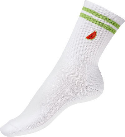 Crew Socken mit Melonen-Stickerei weiß Gr. 39-42 Fascino