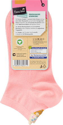 Sneakersocken mit Fersenmotiv Eis rosa Gr. 39-42 Fascino