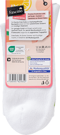 Crew Socken mit Melonen-Stickerei weiß Gr. 39-42 Fascino