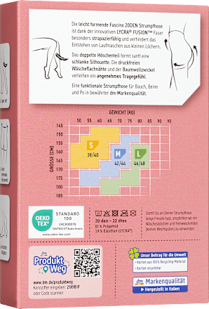 Strumpfhose mit Laufmaschen-Stop powder Gr. 42/44, 20 DEN Fascino