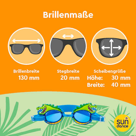 Schwimmbrille Kids blau grün mit Krokodil SUNDANCE