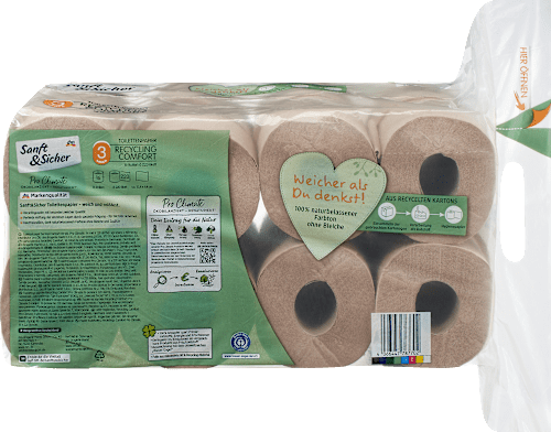 Hârtie igienică din hârtie reciclată cu 3 straturi Sanft&Sicher