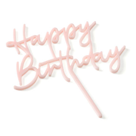 Kuchendekoration "Happy Birthday" aus Acryl, rosa dm home