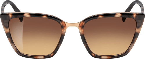 Sonnenbrille Erwachsene braun gemustertes Gestell, braun getönte Gläser, Cat Eye Stil SUNDANCE