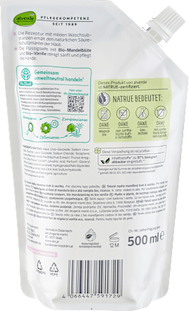 Rezervă săpun lichid cu migdale și vanilie alverde NATURKOSMETIK