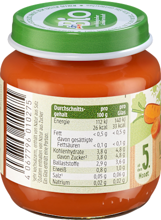 Bio sárgarépapüré, 5. hónapos kortól dmBio