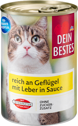 Hrană umedă pentru pisici adulte in sos cu aromă de ficat Dein Bestes