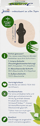 Waschbare Binde schwarz Lang Jessa