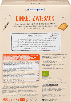 Brot Dinkel Zwieback (2x11 Stück) dmBio