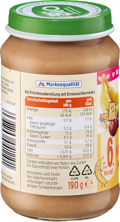 Früchte Kirsche-Banane mit Dinkelkeks ab dem 6. Monat dmBio