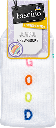 Crew Socken "Good Vibes" weiß Gr. 35-38 Fascino