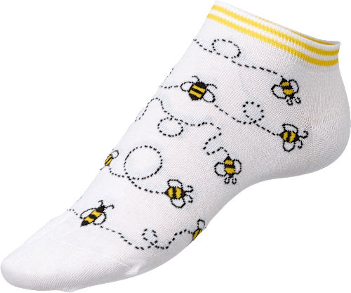 Sneakersocken mit Bienen-Motiv weiß & gelb Gr. 35-38 Fascino