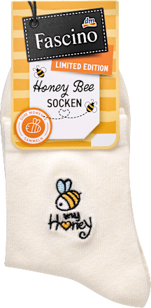 Socken mit Bienen-Stickerei weiß Gr. 39-42 Fascino