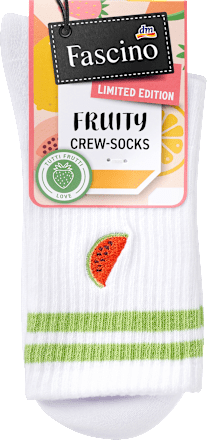 Crew Socken mit Melonen-Stickerei weiß Gr. 39-42 Fascino