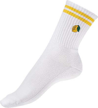 Crew Socken mit Zitronen-Stickerei weiß Gr. 39-42 Fascino