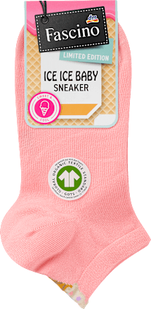 Sneakersocken mit Fersenmotiv Eis rosa Gr. 39-42 Fascino