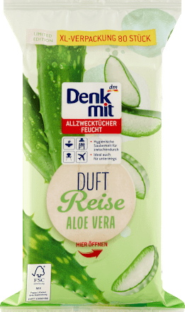 Univerzálne vlhčené utierky s vôňou Aloe vera Denkmit
