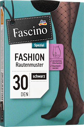 Strumpfhose mit Rautenmuster schwarz Gr. 38/40, 30 DEN Fascino