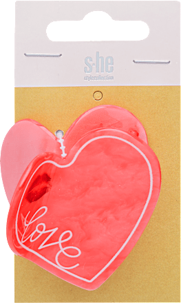 Közepes hajcsipesz, szívalakú, Love felirattal s-he stylecollection