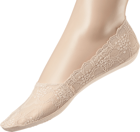 Füßlinge mit floraler Spitze taupe Gr. 35-38 Fascino