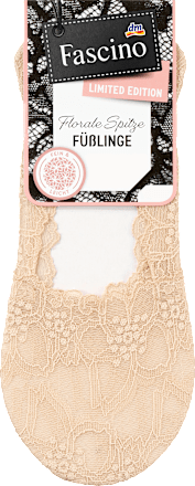 Füßlinge mit floraler Spitze taupe Gr. 35-38 Fascino