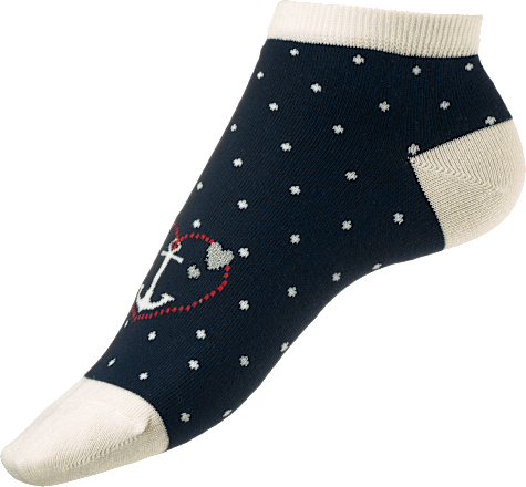 Sneakersocken mit Punkten und maritinem Motiv blau Gr. 35-38 Fascino