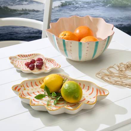 Teller aus Keramik "Muschel", orange/gelb (20,5x14x2,5 cm) dm home