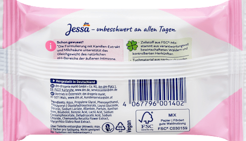 Maramice za intimnu njegu s ekstraktom kamilice i mliječnom kiselinom Jessa