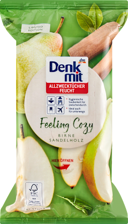 Șervețele umede de curățare Feeling Cozy – pere și lemn de santal Denkmit