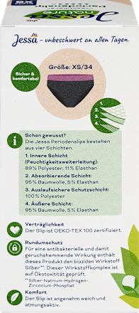 Periodenunterwäsche Slip schwarz Gr. XS nature Jessa
