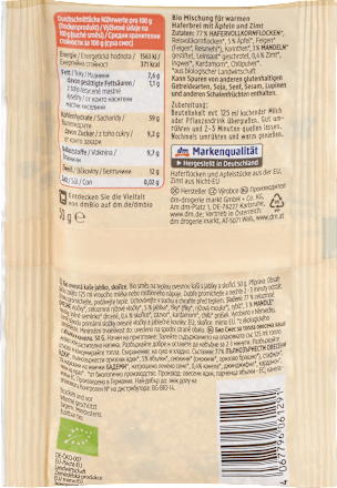 Porridge Hafer Apfel-Zimt dmBio