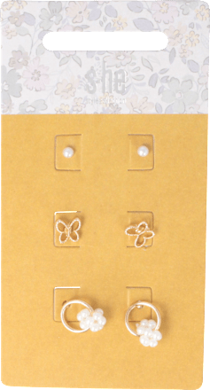 Ohrstecker-Set Perlen und Schmetterling SHE