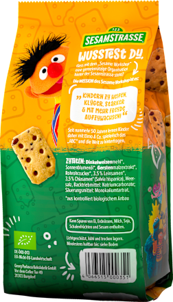 Kindersnack Cracker Chia & Leinsamen Bert, ab 3 Jahren Sesamstrasse