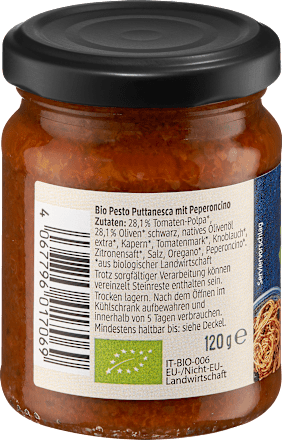 Bio omaka pesto puttanesca s peperoncinom dmBio