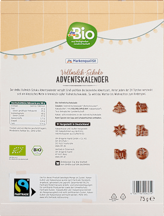 Adventskalender 2024, Vollmilch-Schoko dmBio