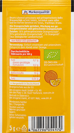 Orangenschale gerieben (2x5g) dmBio