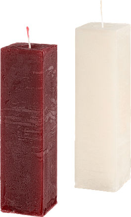 Stumpenkerze quadratisch rustik 150/40 elfenbein/bordeaux Profissimo