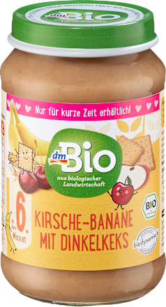 Früchte Kirsche-Banane mit Dinkelkeks ab dem 6. Monat dmBio