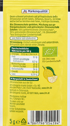 Zitronenschale gerieben (2x5g) dmBio
