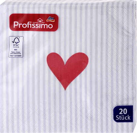 Troslojne salvete - motiv: srce, 25x25cm Profissimo