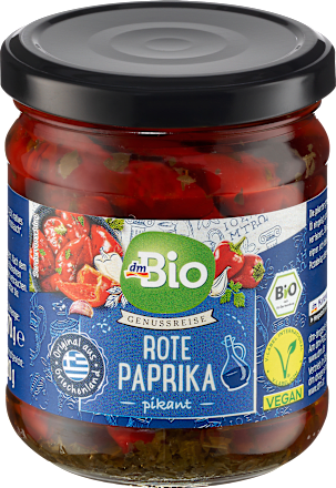 Bio pekoča rdeča paprika v olju, z zelišči dmBio