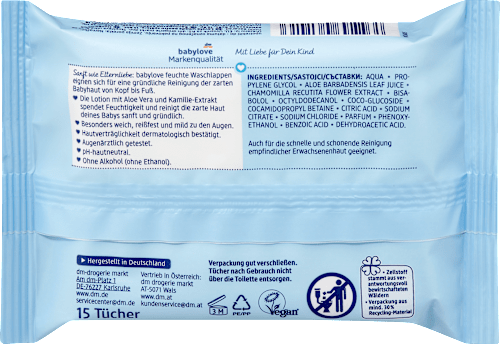 Feuchte Waschlappen babylove